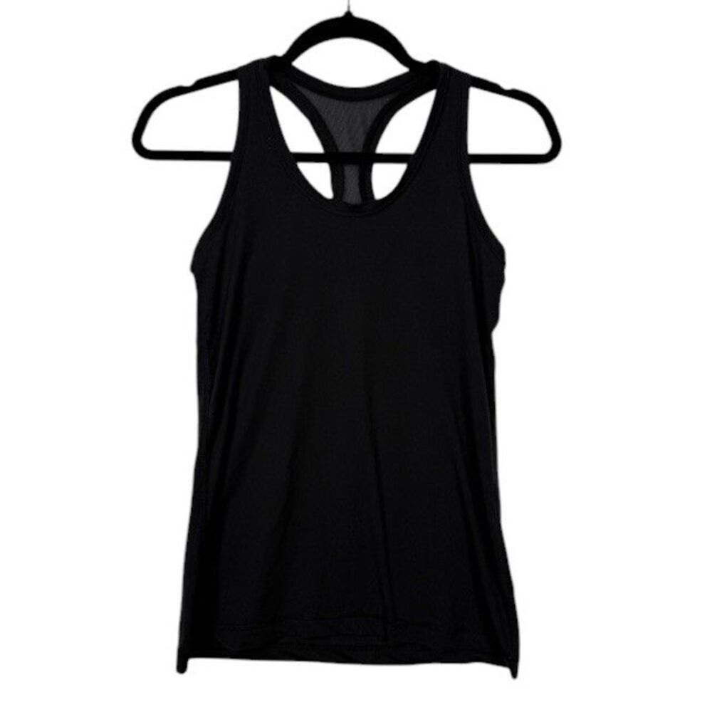 X by Gottex Racer Back Mesh Panel Tank Top Black Size Small